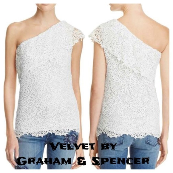 Velvet Womens Adalaide Lace One Shoulder Top shirt - Picture 1 of 10